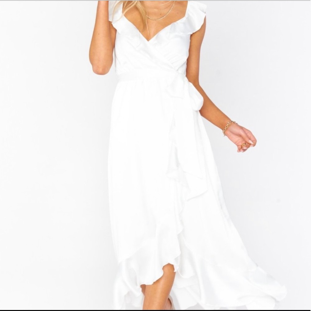 Show Me Your MuMu Samantha Ruffle Wrap Dress - white size small